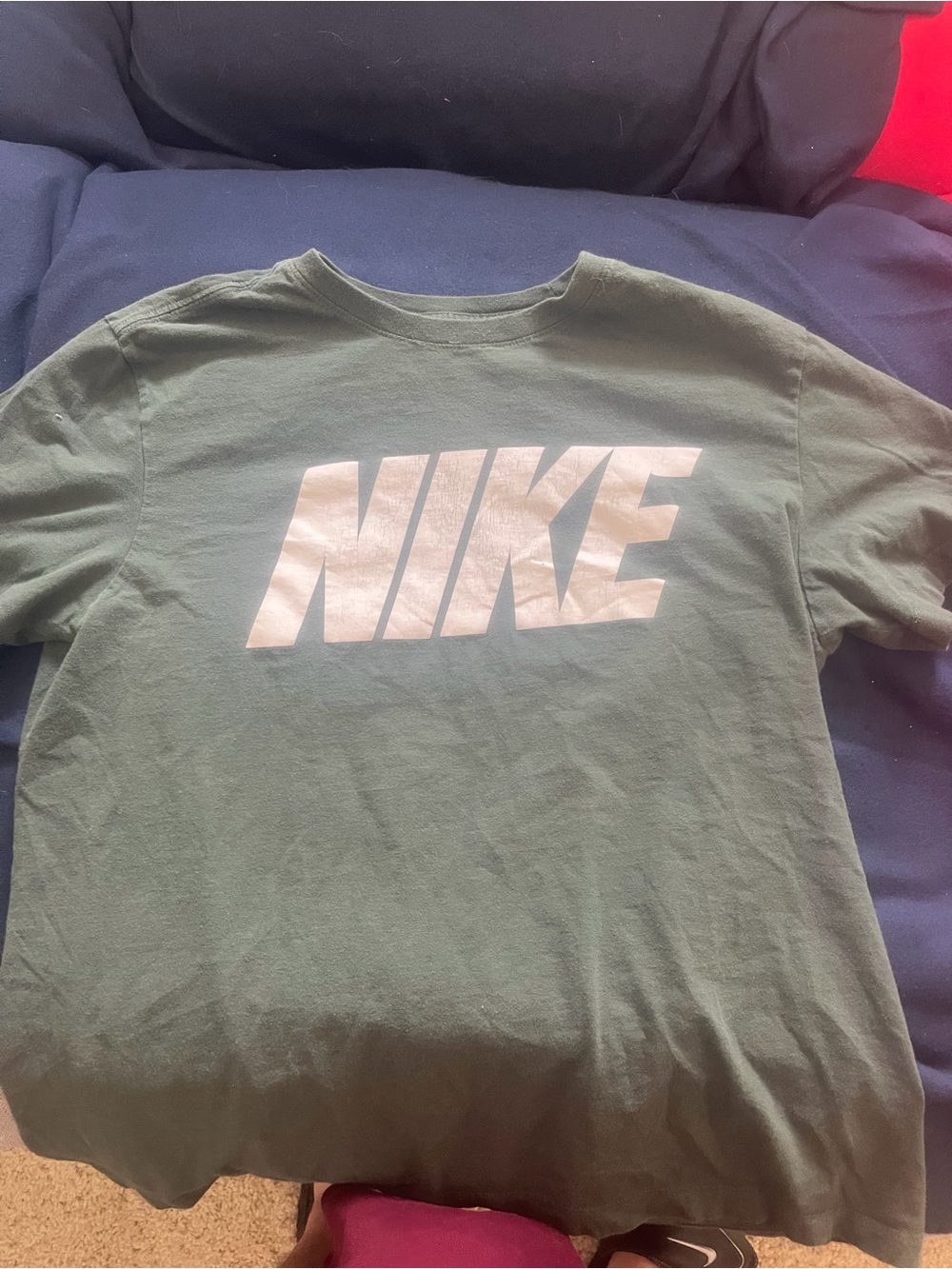 Nike Dark Olive Green Tee with White Logo